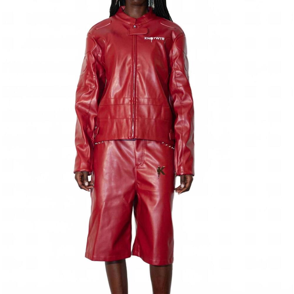 NEW KNOTWTR i’m worth a lot leather jacket in maroon